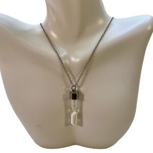 Mini Hour Glass White Sand Pendant Necklace.